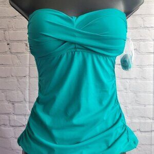 ANNE COLE Twist-Front Ruched Tankini Top